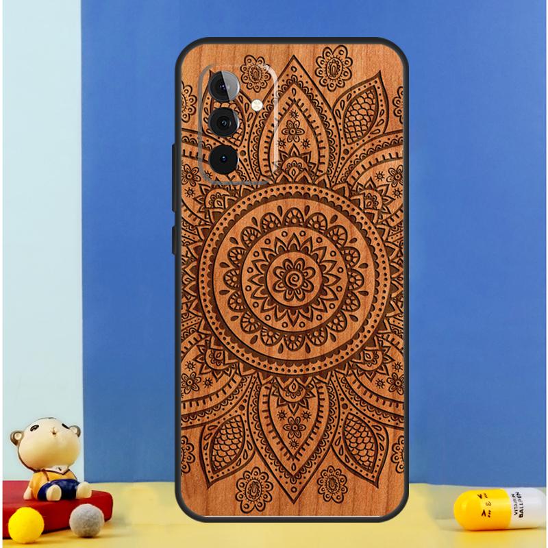 Деревянный чехол-мандала с цветочным узором для Samsung Galaxy A32 A52 A22 A12 A14 A24 A34 A54 A15 A25 A71 A51 A13 A33 A53