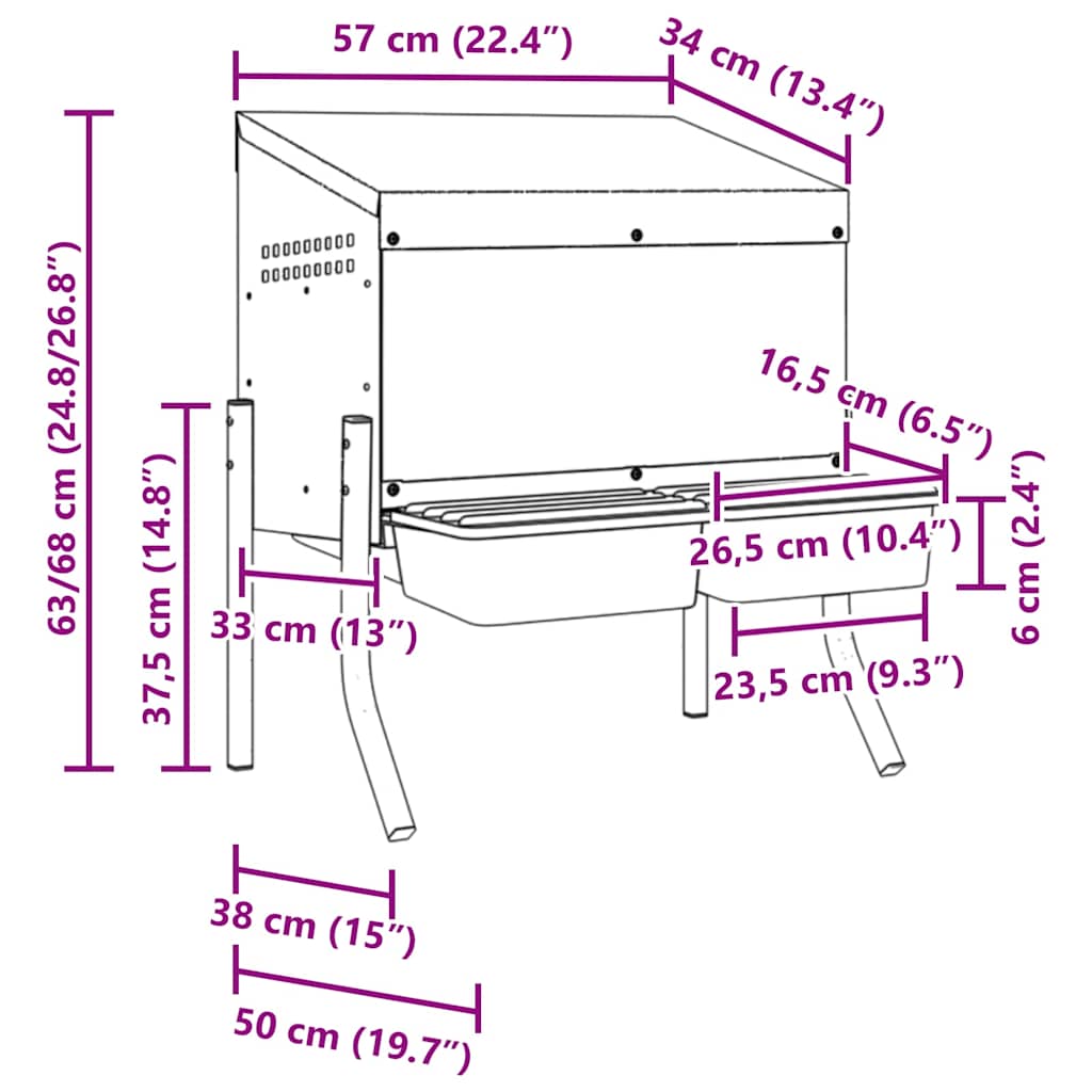 Chicken Nesting Box 2 Compartments with Legs Galvanized Steel
