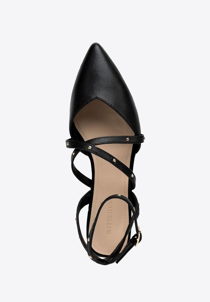 Wittchen Women's Leather Ballet Flats With Metallic Accents Black Black Natural Leather