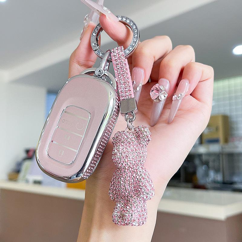 Premium Women's Car Key Case for Honda Accord, Civic, CR-V, Fit, Odyssey, Vezel, Lingpai, and XR-V