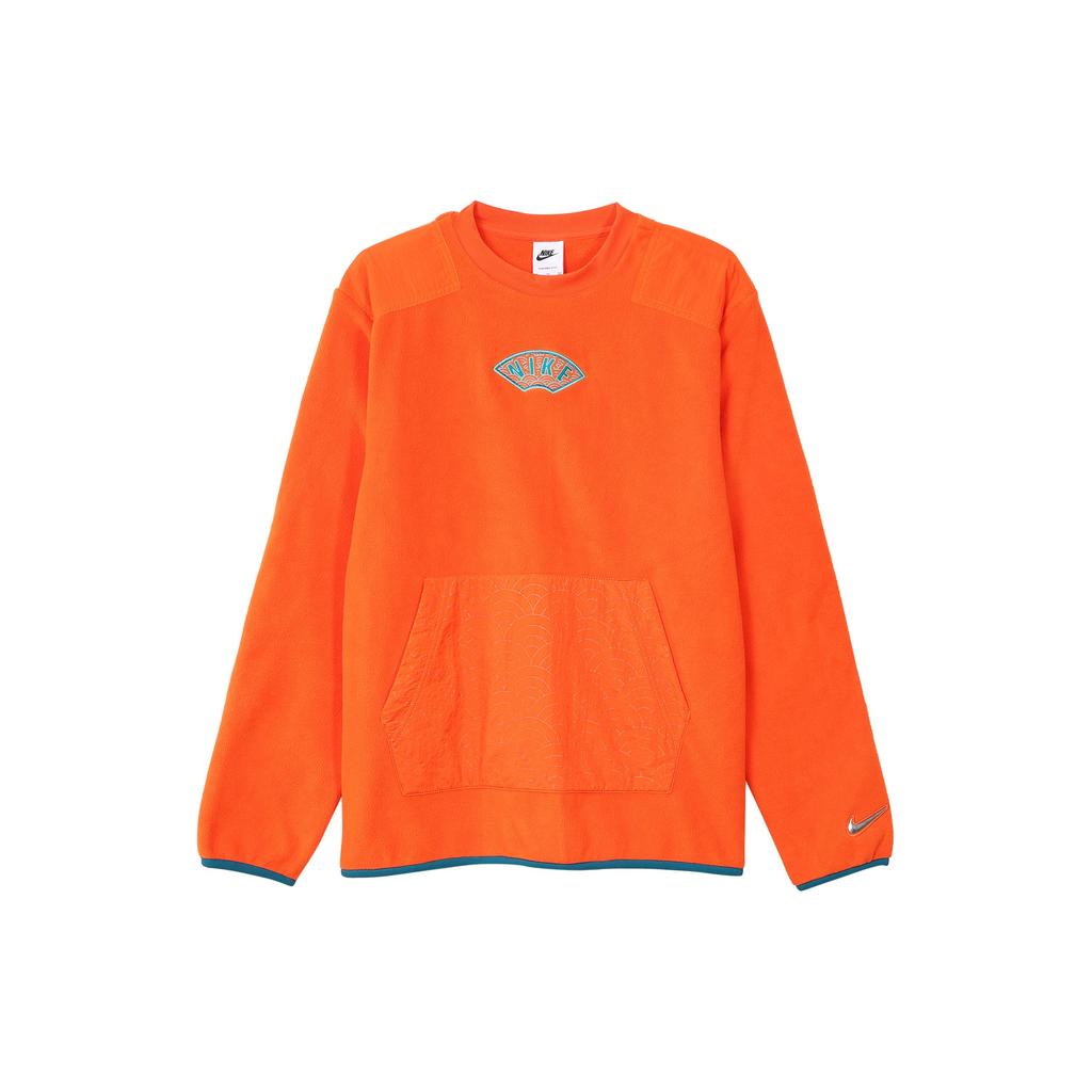 Nike Therma-Fit Флисовый пуловер с вышивкой логотипа, толстовка, мужские топы в китайском новогоднем стиле, оранжевый DQ5062-817