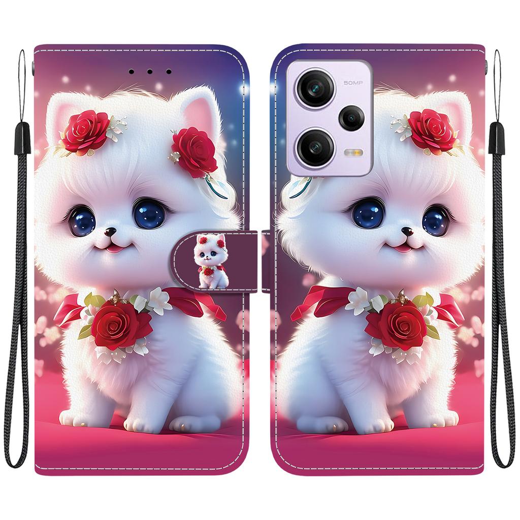 Чехол-книжка из искусственной кожи ручной работы для Redmi Note 12 Pro/Xiaomi Poco X5 Pro, противоскользящий противоударный чехол с ремешком на запястье и дизайном в виде сердца/розы/кошки