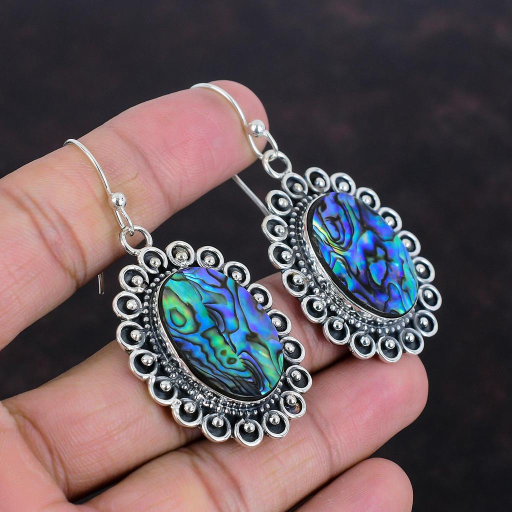 Abalone Shell Gemstone Earring 925 Sterling Silver Earring Handmade Earrings Wonderful Abalone Shell Jewelry Gifts For Friend Silver Jewelry