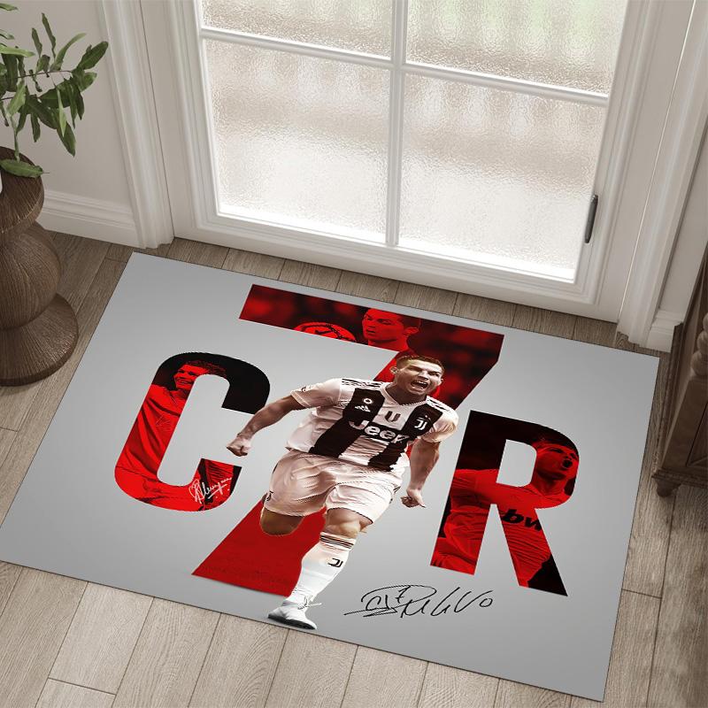 Cristiano Ronaldo Design Crystal Velvet Carpet Cozy Non?Slip Printed Rug For Bedroom Living Room Entrance