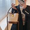 2025 Women's Retro Color Block Canvas Bucket Bag – Fashionable, Versatile Commuter Shoulder/Crossbody Bag