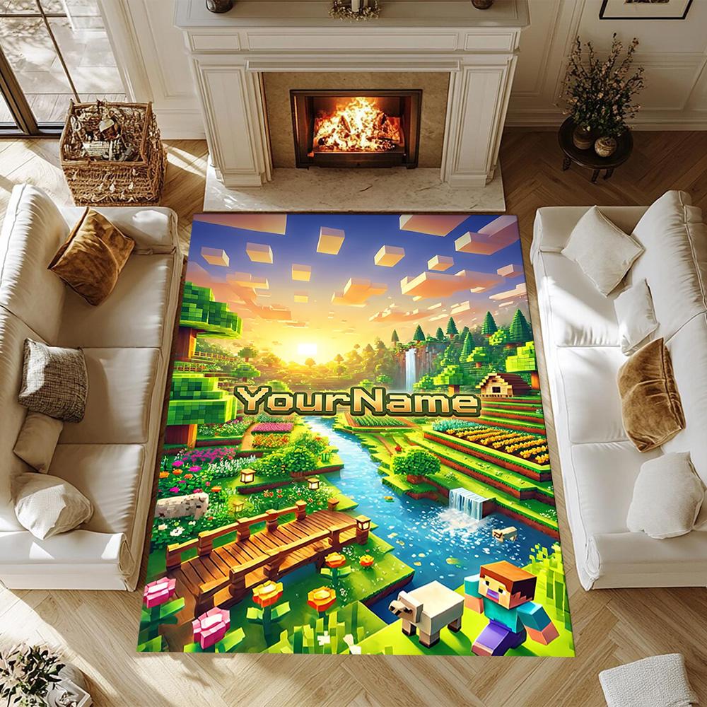 Minecraft 43 Personalized Name Carpet Perfect for Study room Balcony Game Room Living Rooms Antislip Carpet Anime Office Decor
