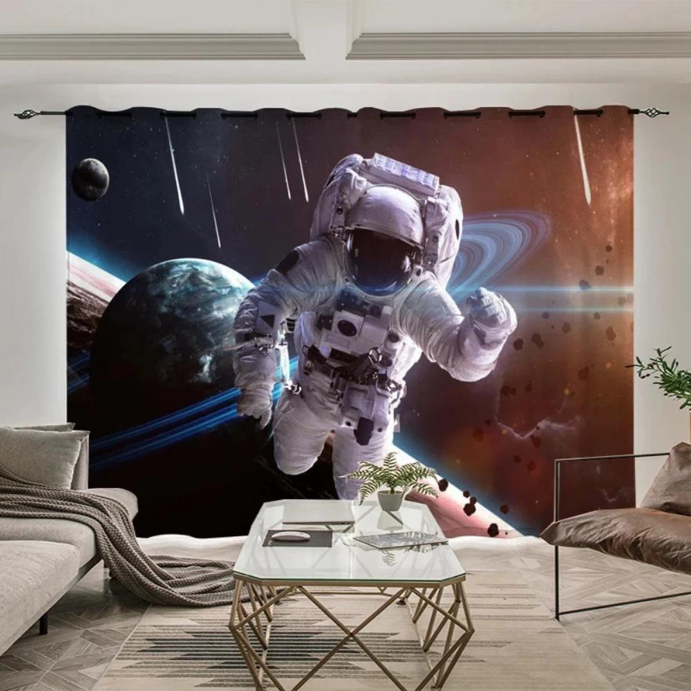 Nordic Modern Science High Shading Curtain Technology Background Space Astronaut Детская комната Мальчик Спальня Игровой зал Штора