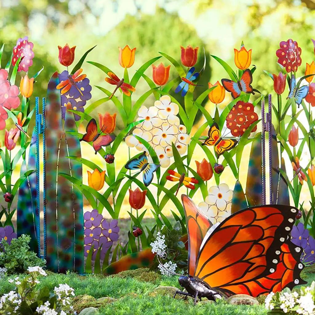 Garden Fence Border Iron Flower Decorative Garden Fencing Panel for Dog Yard Patio Outdoor