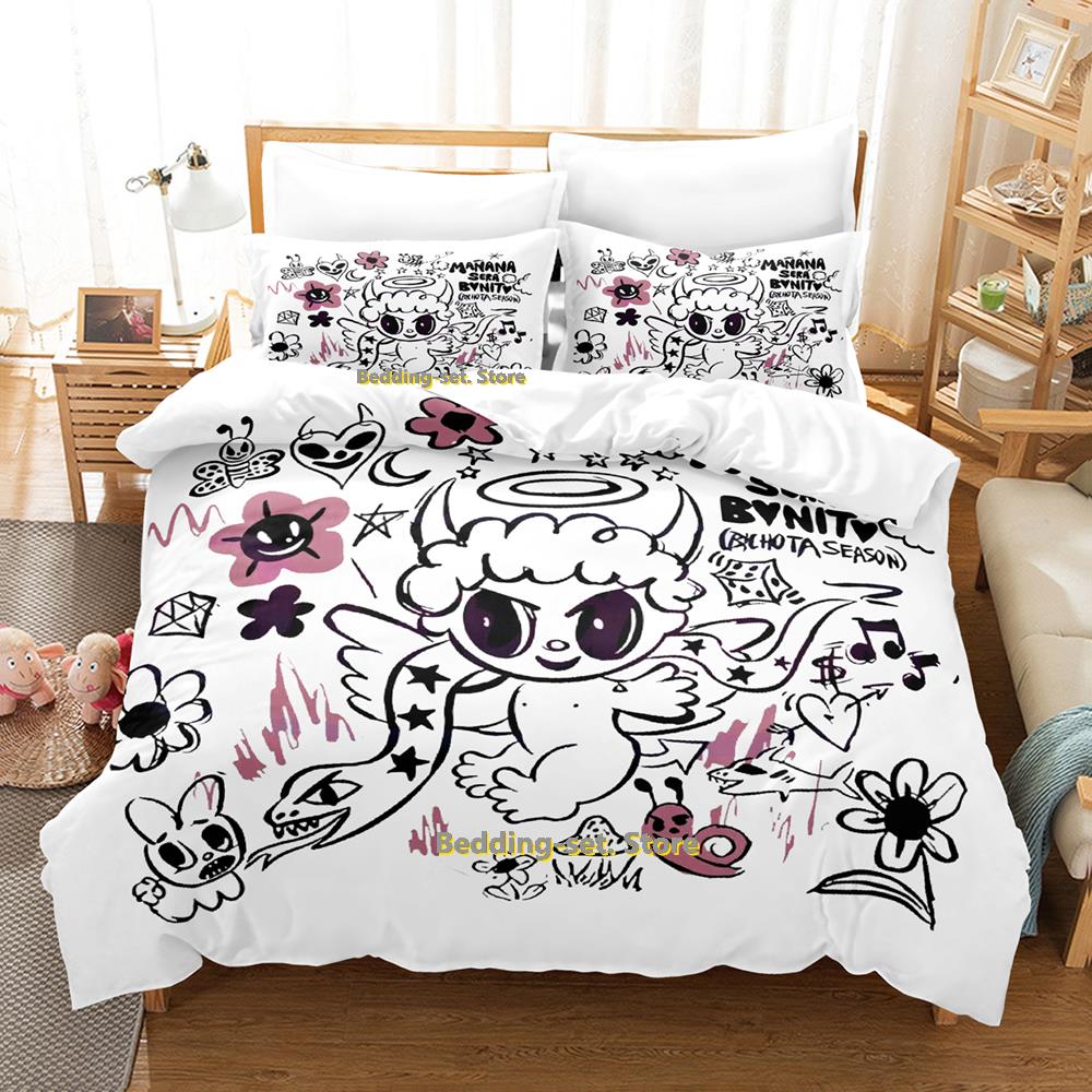 Karol G New Album Cover Manana Sera Bonito Bichota 2 Bedding Set Cartoon Anime three-piece Set Teenager Bedroom Duvetcover Sets