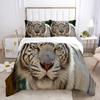 Комплект пододеяльника Tiger King/Queen Size Свирепый хищник Тематический постельный комплект Взрослые Мужчины Милый Коричневый Животный Полиэстер Пододеяльник