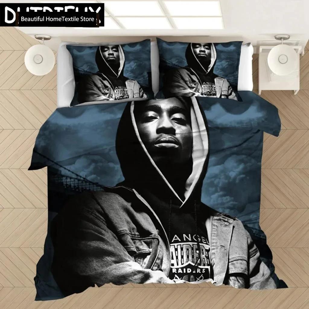 Рэпер Тупак 2Pac 3D НОВЫЙ Пододеяльник Наволочка Комплект постельного белья Взрослый Мальчик Девочка Декор спальни Детский Односпальный Двуспальный Большой