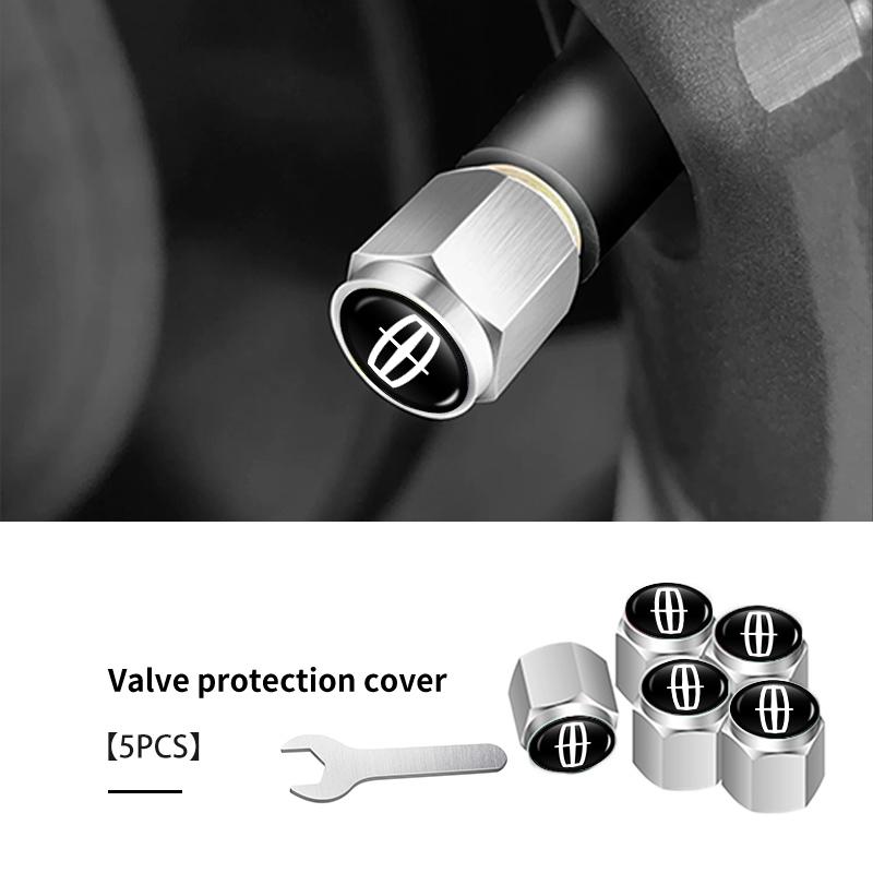 5ps Car Wheel Tyre Valve Protection Cover Alloy Dust Proof Cap For Lincoln Mondeo MKZ MKX Aviator Navigator Continental Corsair sl1