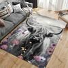 Highland cow amidst colorful flowers carpet Yoga living room room decor children's crawling mat doormat area rug