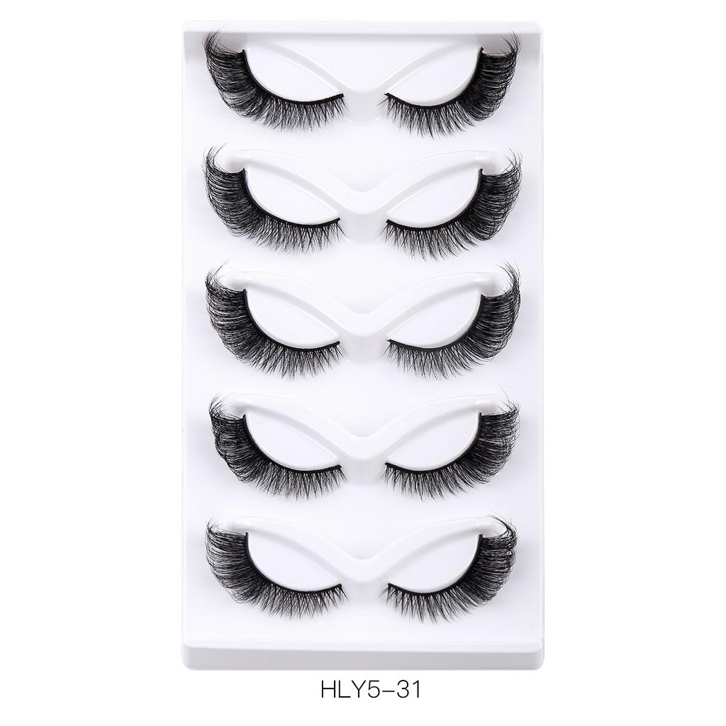 5 Pairs Of Oblique Flying Fox False Eyelashes, Natural Thick End Of The Eyes, Extended Eyelashes