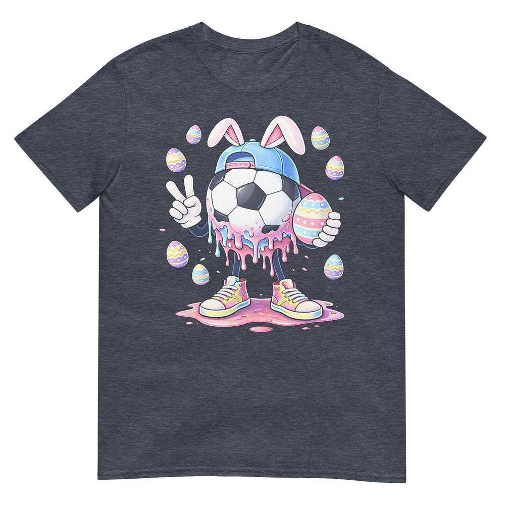 Soccer Rabbit Bunny Egg Drip Sport Easter Day Boys Kids Tshirt
