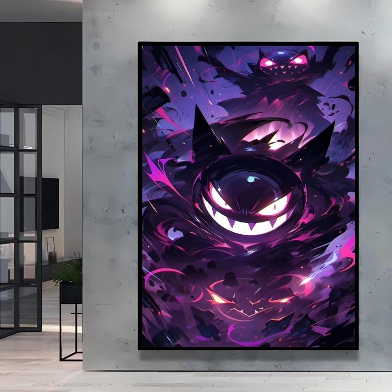 Canvas Artwork Painting Pokemon Gengar Poster Hd Prints Cartoon Character Picture Classic Modern Home Living Room Wall Decor