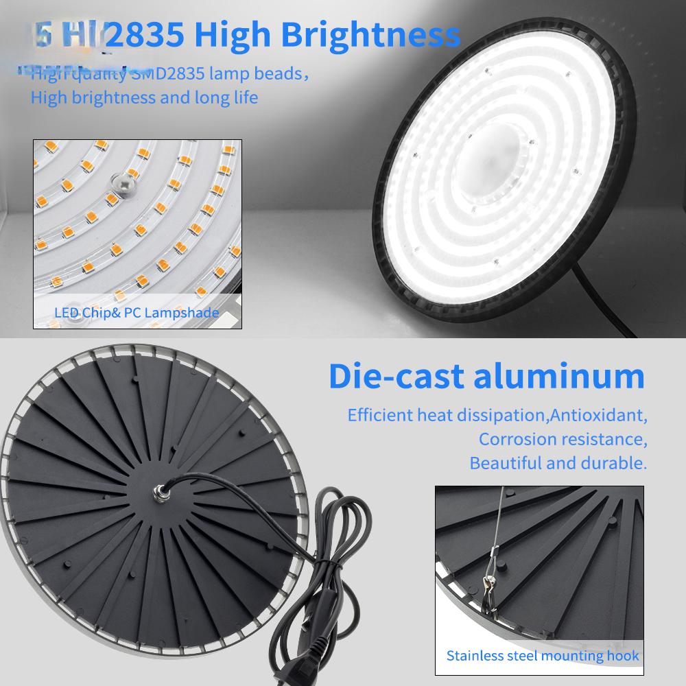 6500K 100W/150W/200W 144/216/288LED Супер яркое светодиодное промышленное освещение Гаражные фонари High Bay Light IP65 Водонепроницаемый Для спортзала Склад Фабрика