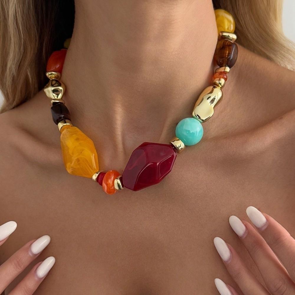 Irregular Shape Beaded Clavicle Jewelry Maillard Style Irregular Necklace Jewelry Gift Giving