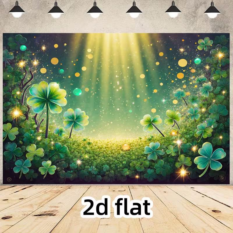 2D Magical Clover Forest Backdrop Sparkling Green St. Patrick's Party Background