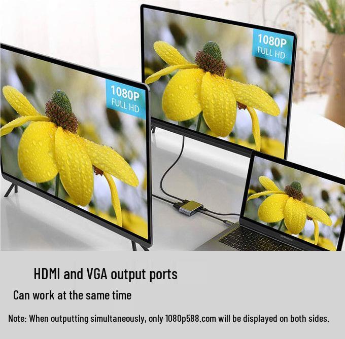 Док-станция Type-C на HDMI/VGA для зарядки Apple iPad и телефона Huawei
