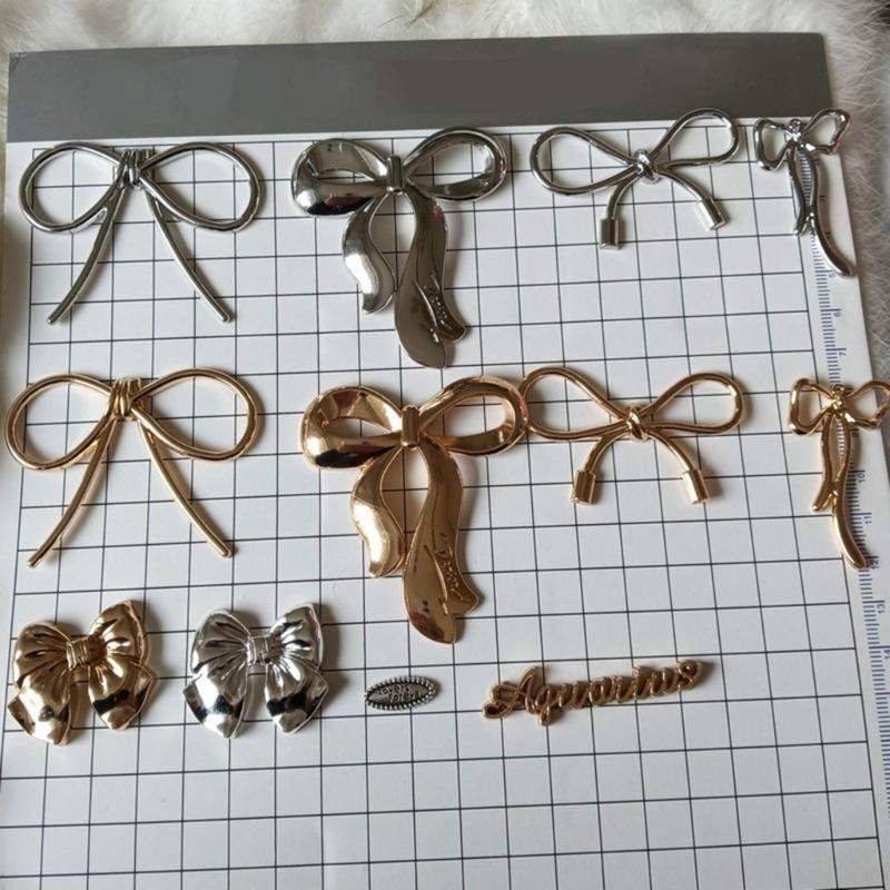 Элегантный золотой/серебряный бант, стильный аксессуар для рукоделия, металлические бабочки-узлы для поделок своими руками и украшения телефона