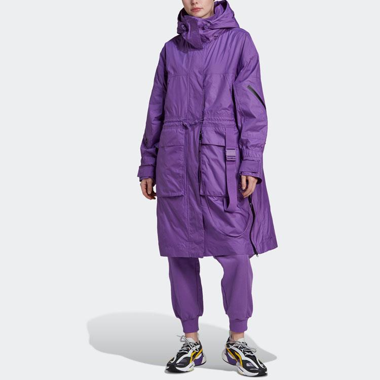 Adidas Свободная спортивная куртка средней длины с капюшоном, женские куртки фиолетового цвета HI6089