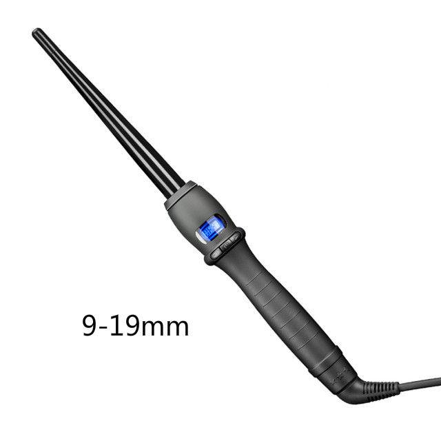 Professional LCD Electric Hair Curler Roller Curling Iron Conical Wand Deep Wave Styler Ceramic Styling Tool AVE