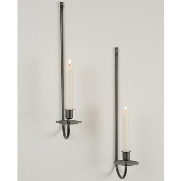 Black Metal Candle Sconces Set of 2 Wall Mounted Pillars Candle Holders Hanging Candlesticks Home Living Room Decors