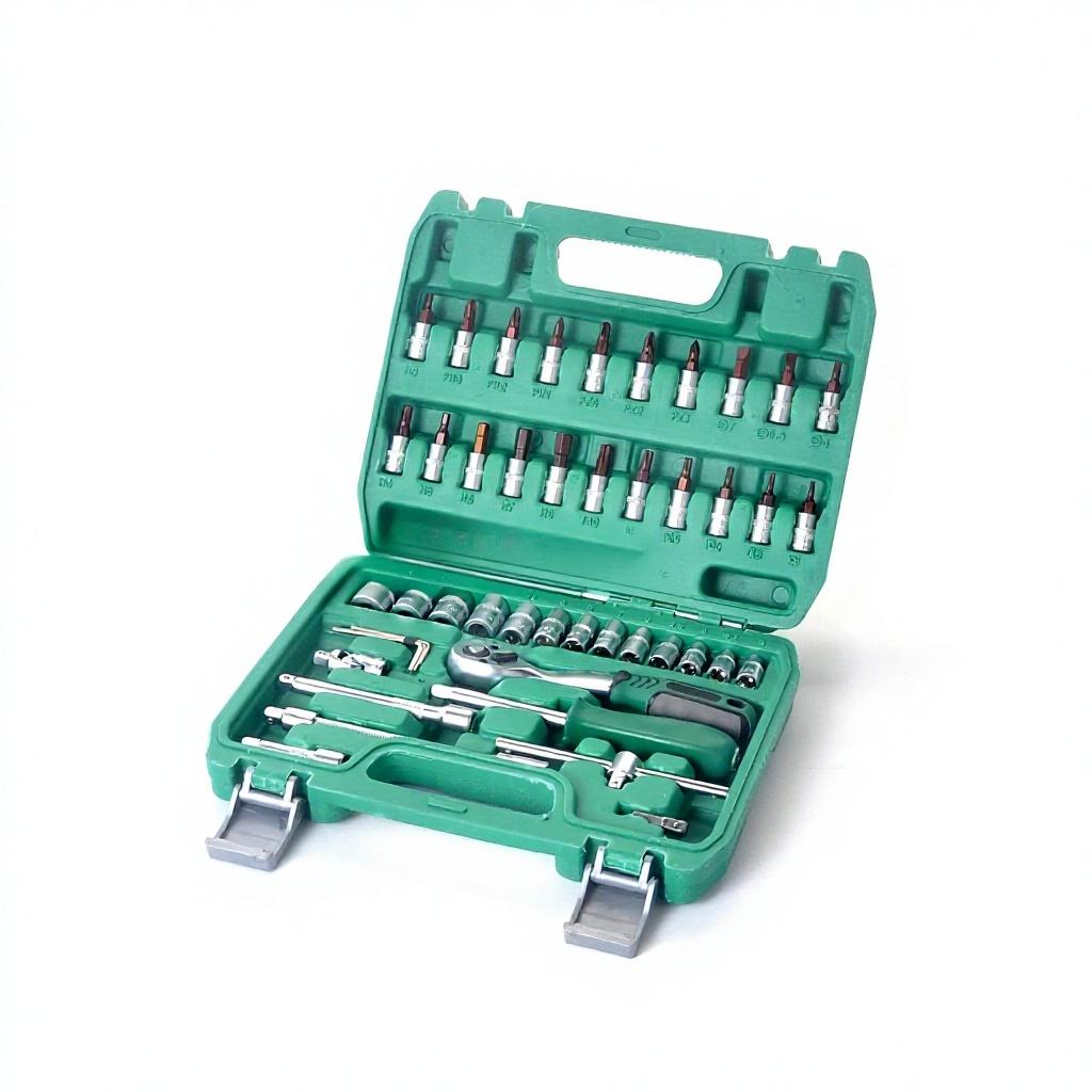 46PCS Professional Auto Protection Sleeve Ratchet Wrench Tool Set with Sockets and Hex Keys for Car & Home Repair