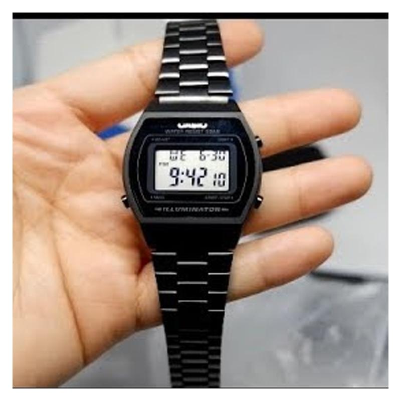 Casio Классические Ретро Мода Простой ЖК-дисплей Квадратный циферблат Спортивные Водонепроницаемые Кварцевый механизм Стальной ремешок Японские и Корейские часы B640WB-1A