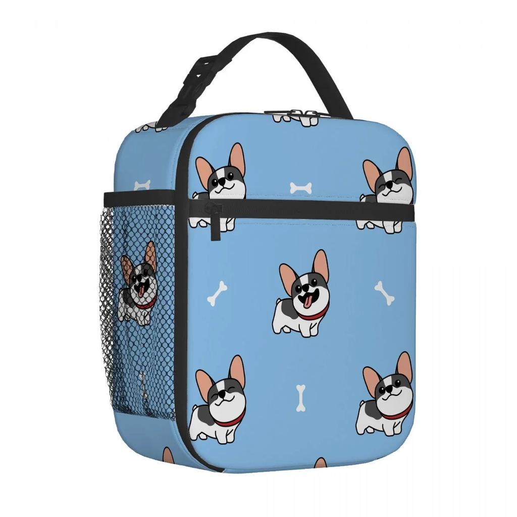 Французский бульдог мультфильм сумка для ланча портативный алюминиевая фольга утолщенный изолированный сумка для ланча подарочный водонепроницаемый сумки для ланча