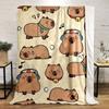 Cartoon Capybara Flannel blanket 100% Polyester Reversible All-Season Throw Soft Durable Cute Animal Print
