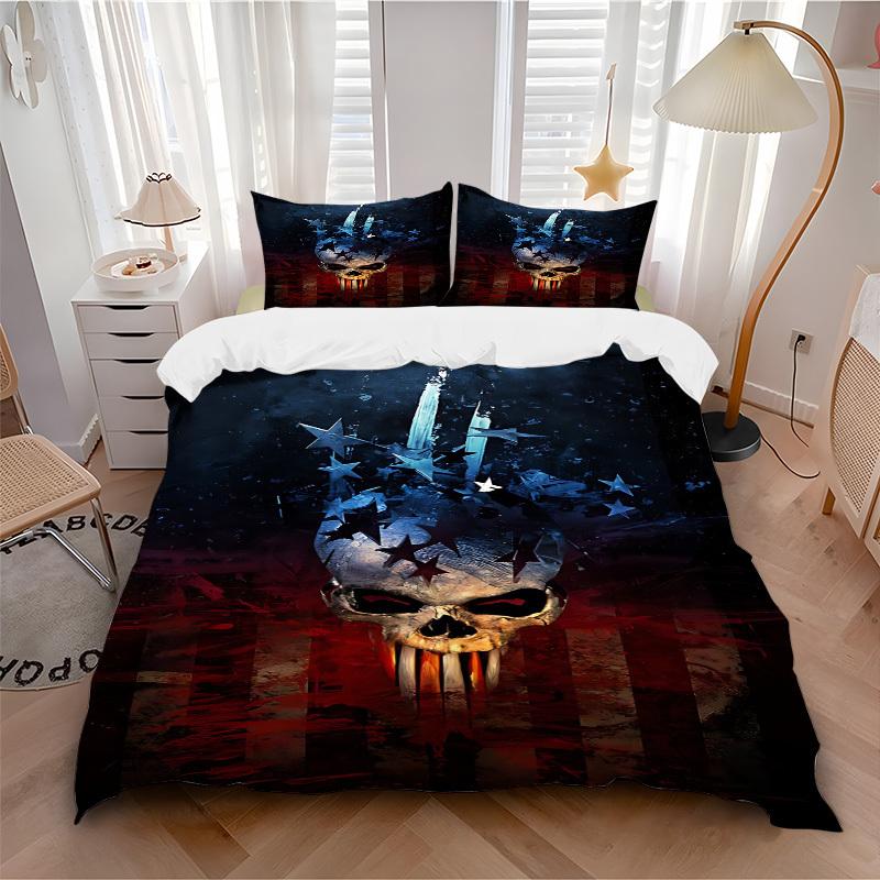 3pcs bedding set Punisher Skull Includes 1 Comforter + 2 Pillowcases, Without Pillow Inserts, Soft Comfortable, Lightweight Breathable, Prin