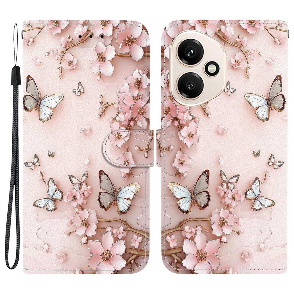 Для Honor 400 5G (Глобальный) Кожаный чехол-кошелек с принтом, подставка, чехол для телефона с ремешком