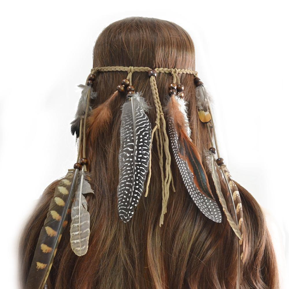 New Indian Hair Rope Boho Tassel Feather Tassel Headband Hippie Rope Tribal Hair Rope