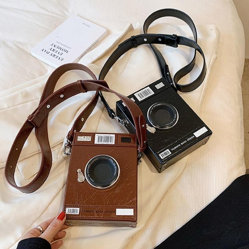 Camera Box Shaped Shoulder Tote Bag Top Handle Purse Crossbody Handbag for Women Girls