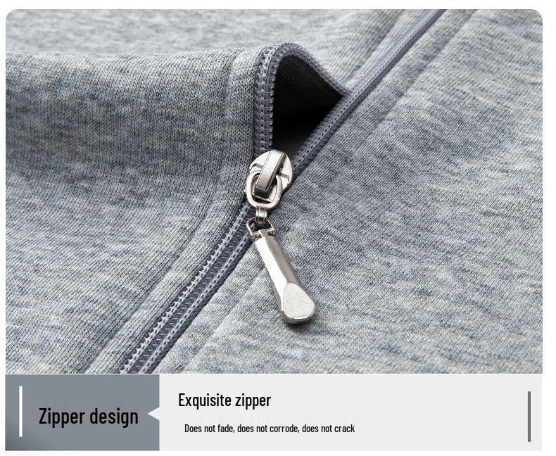 Мужская куртка из гребенного хлопка с воротником-стойкой, осень 2025: Повседневный спортивный кардиган-свитшот однотонного цвета