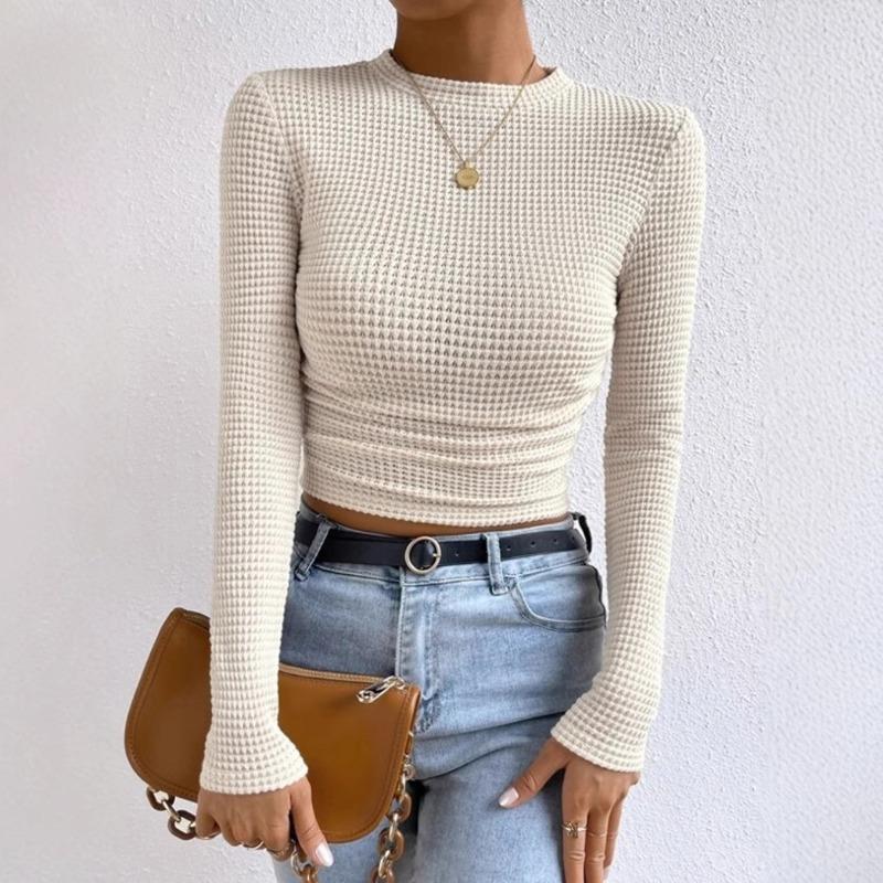 Универсальная женская футболка в клетку с длинными рукавами Slim Fit