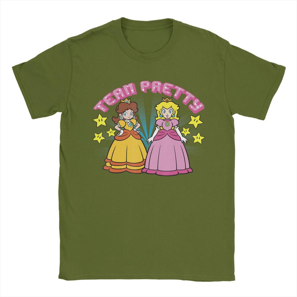 Super Marios Peach and Daisy Team Pretty T Shirts Unisexs Cotton Funny TShirts O Neck Tees Short Sleeve Clothes Classic