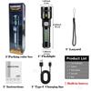 Белый лазерный мощный фонарик USB C перезаряжаемый фонарик 18650 EDC фонарь лампа с боковыми огнями рабочий свет кемпинговый фонарь