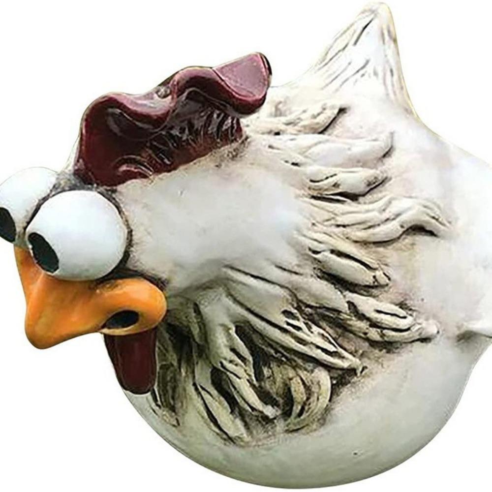 Жуткое украшение для забора Курица Пародия Петух Патио Декоративное украшение Изделия из смолы Садоводство Садовое украшение