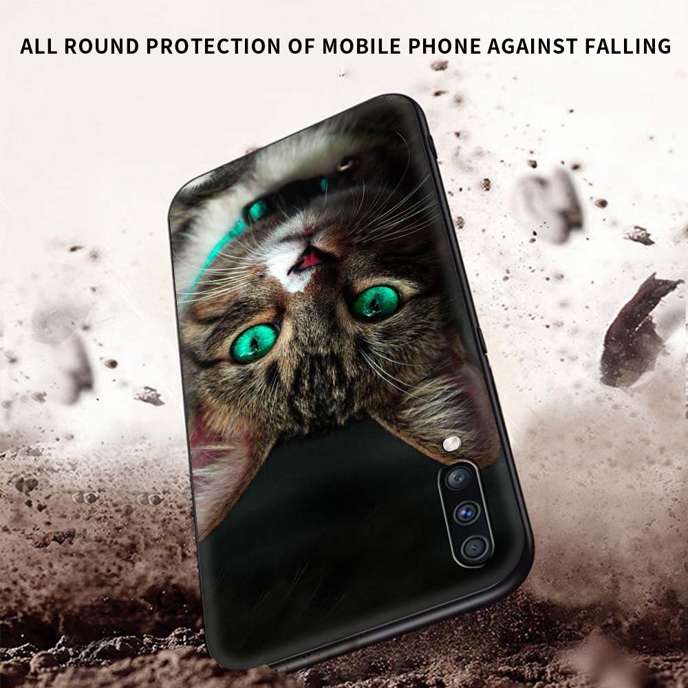 Забавный чехол для телефона с котенком и кошкой для Samsung Galaxy A51 A71 A21S A03s A13 A33 A53 A11 A31 A52 A41 A32 5G A01, черный силиконовый чехол