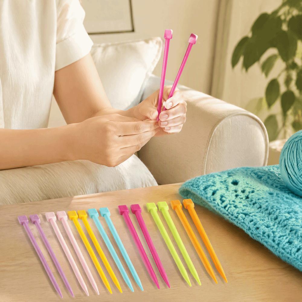14pcs 4mm to 10mm Single Point Knitting Needles Plastic Plastic Knitting Needles For Beginners