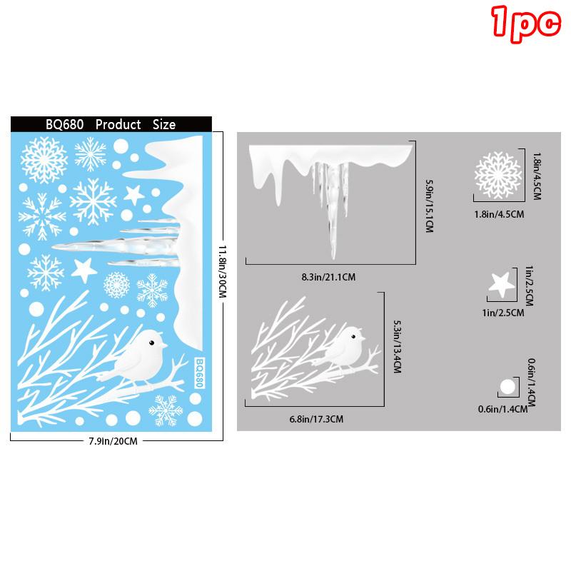 Christmas Decorations, White Snowflakes, Snowmen, Static Cling Stickers, Shop Window Decorations, Glass Stickers