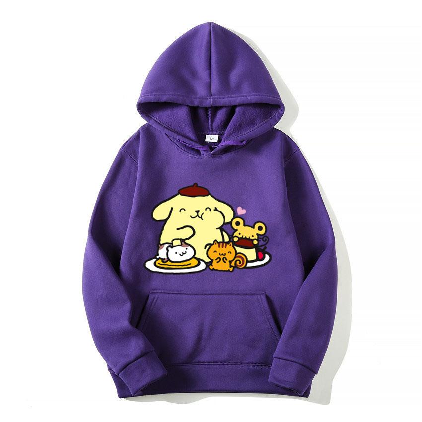2025 новая мода Мужские и женские толстовки с капюшоном Мультяшный пушистый свитер Пурин для пары Желтая спортивная одежда весна осень