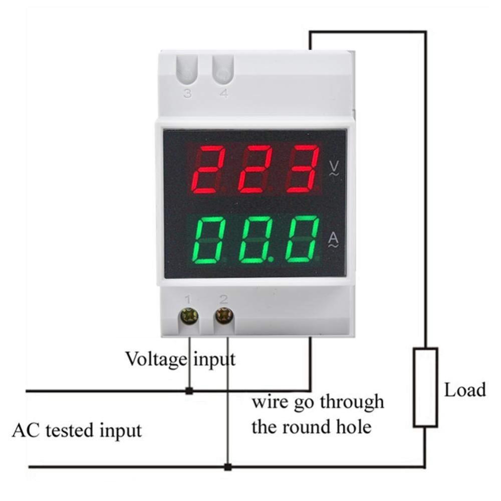 AC80-300V DIN Rail Power Meter AC0-99.9A Current Voltage Meter Power Distribution