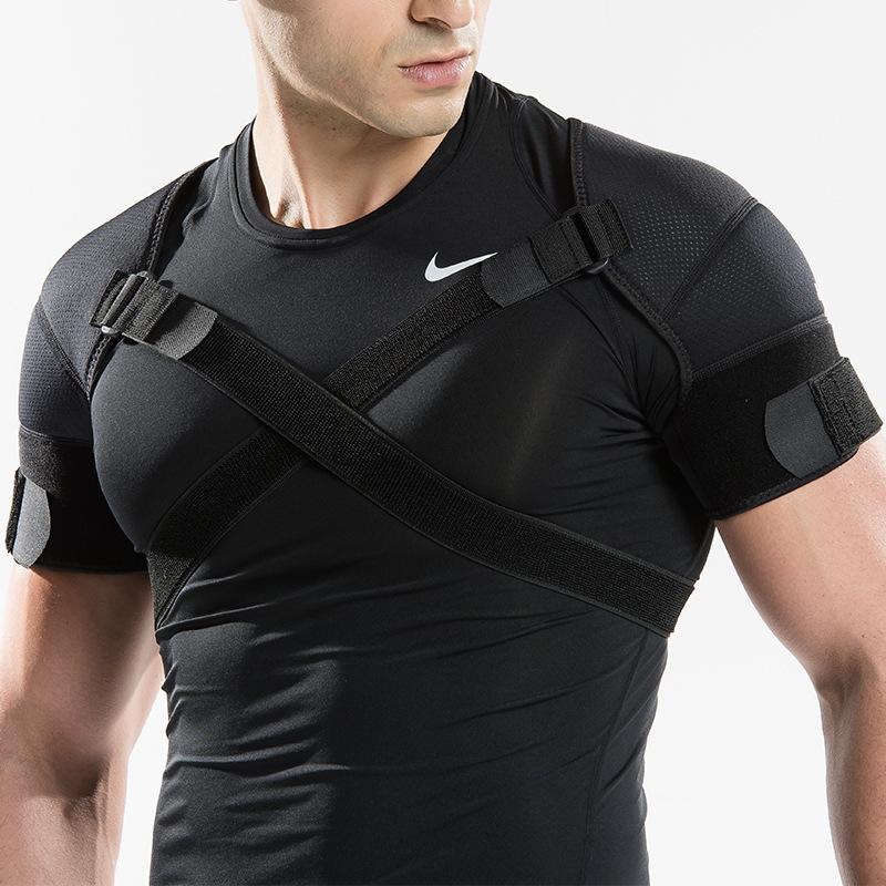 Adjustable Soft Breathable Polyester Sports Shoulder Support Strap with Double Bandage for Back Pain Relief Unisex Sizes S-3XL
