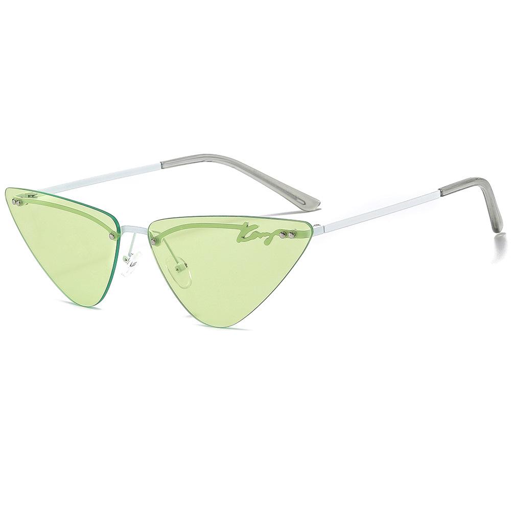 New European and American personalized small frame sunglasses frameless trimmed one-piece sunglasses triangular colorful literary sunglasses