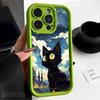 Красивый Черный Кот со Звездами Силиконовый Чехол для IPhone 15 14 13 12 11 Pro Max 7 8 Plus X XR XS Max Ударопрочный Мягкий Чехол