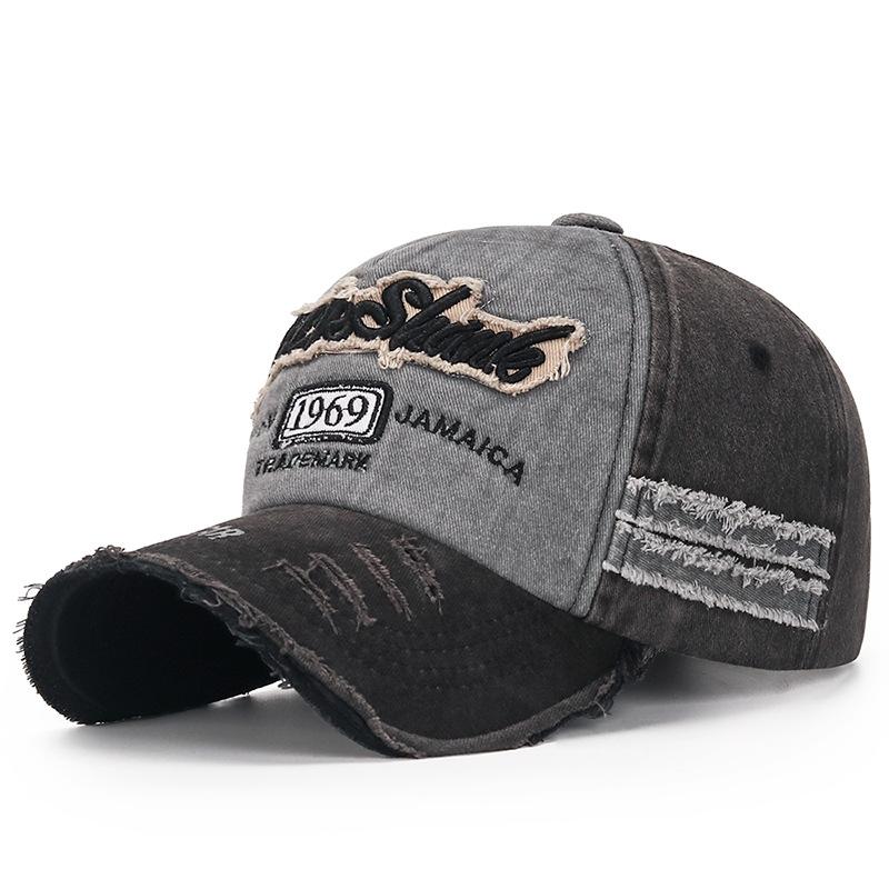 Кепка бейсболка с дыркой, с необработанным краем, выстиранная, состаренная, вышитая, цифровая, пятипанельная, солнцезащитная, экспортная, в наличии